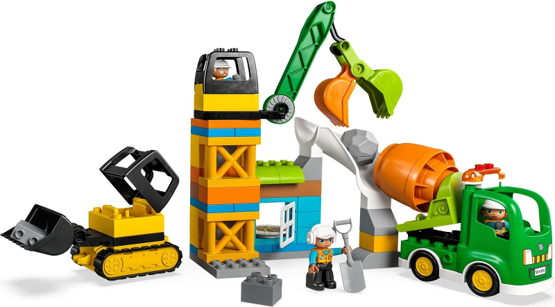 LEGO® construction site with construction vehicles