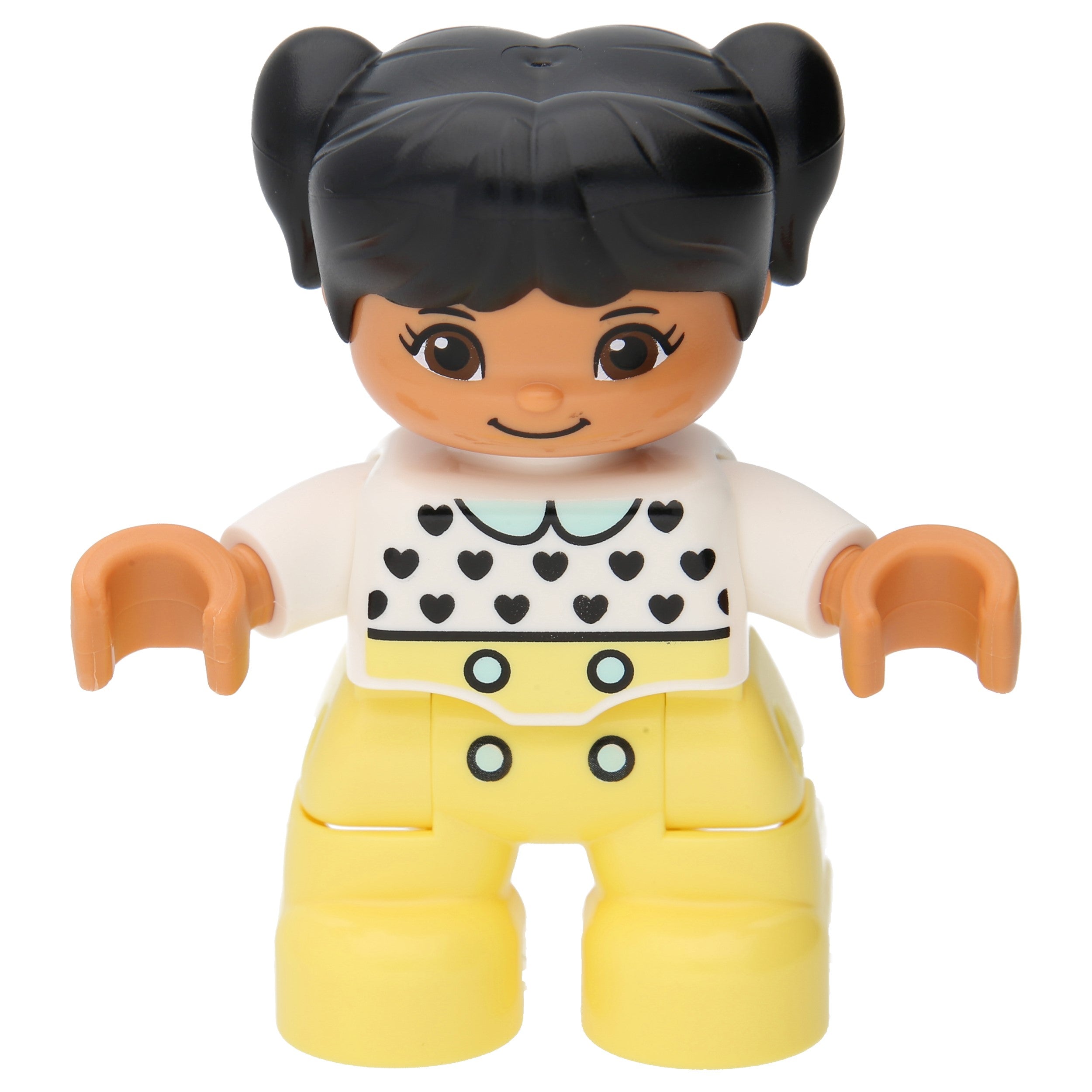 LEGO Duplo Figuren - Mädchen mit blassgelben Beinen und weißem Oberteil