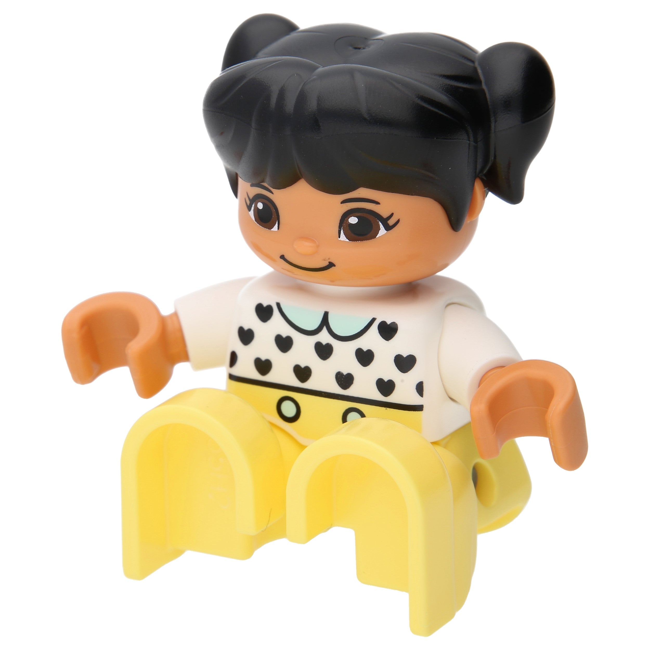 LEGO Duplo Figuren - Mädchen mit blassgelben Beinen und weißem Oberteil