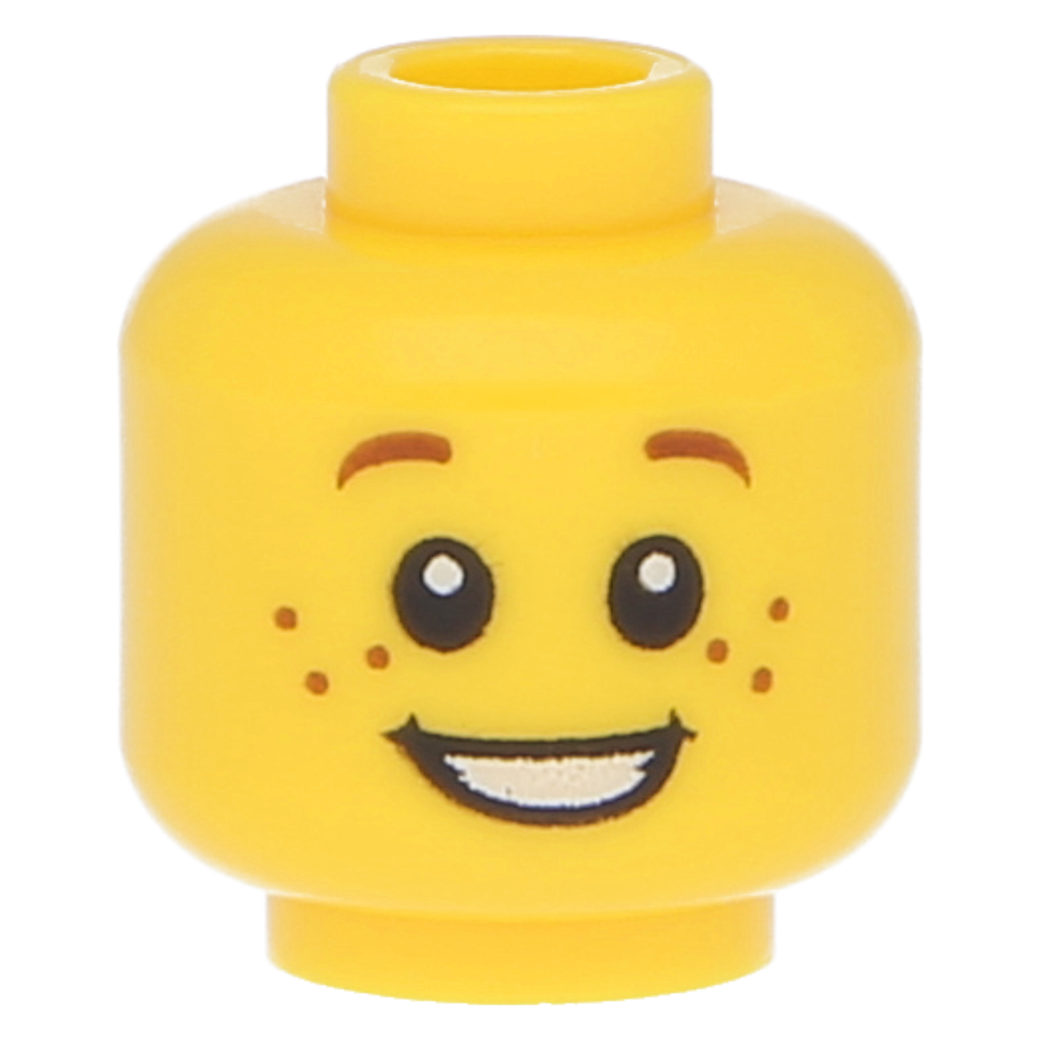 LEGO Minifiguren Köpfe (männlich) - Weiße Pupillen, Sommersprossen und offenes Lächeln
