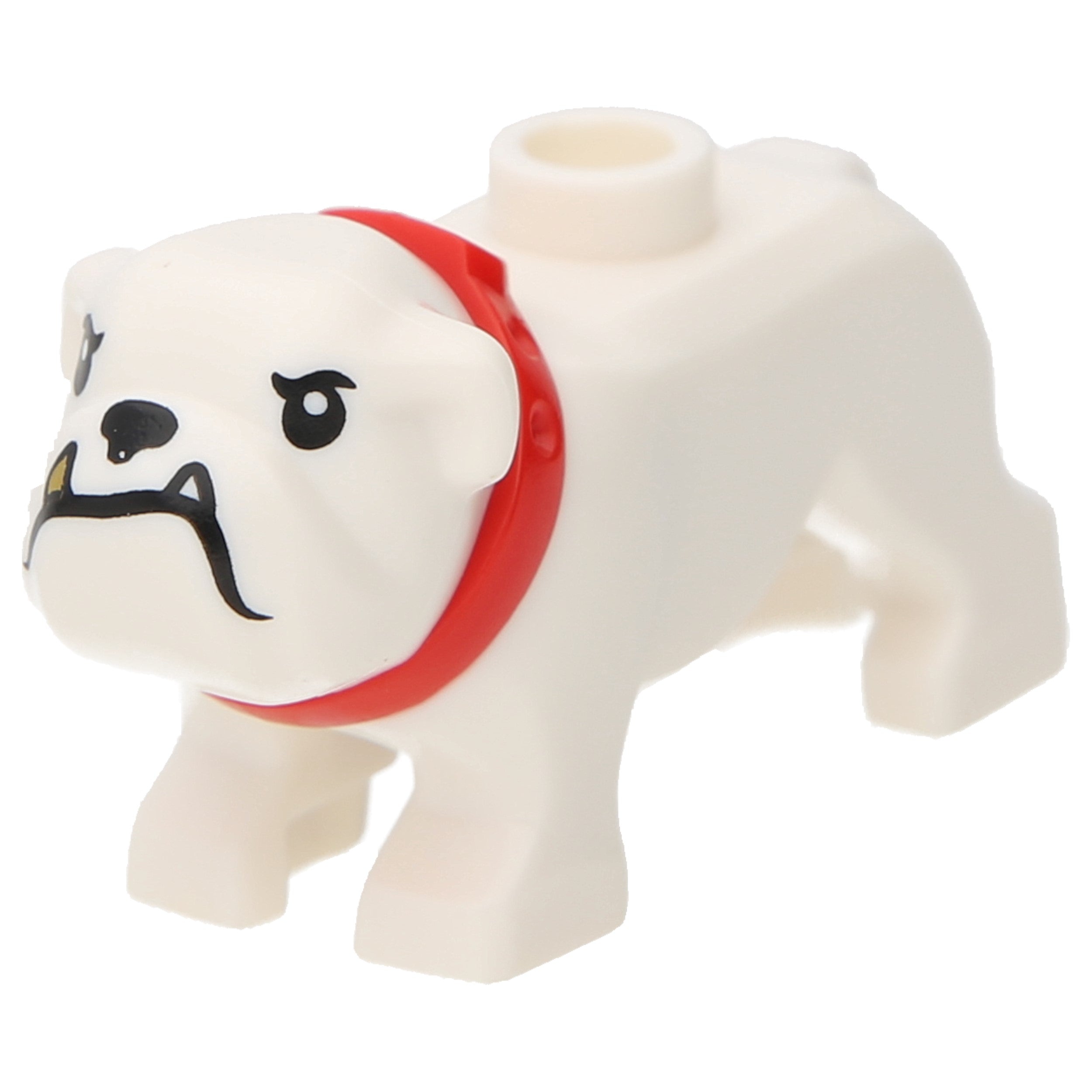 LEGO Dogs - Bulldog with black eyes and 1 gold tooth (white)