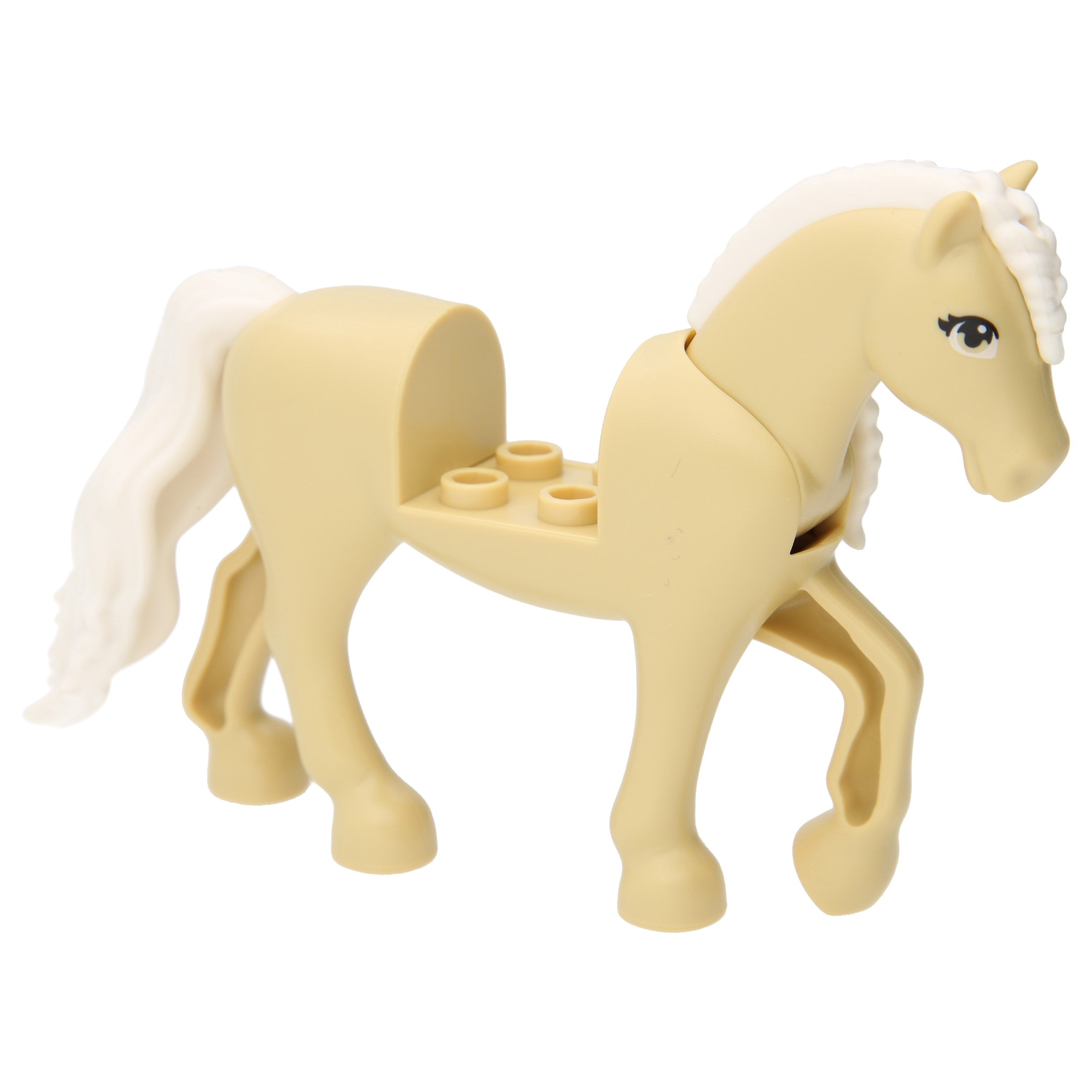 LEGO Horses - Movable Neck, 2 x 2 recess, white tail and braided mane (beige)