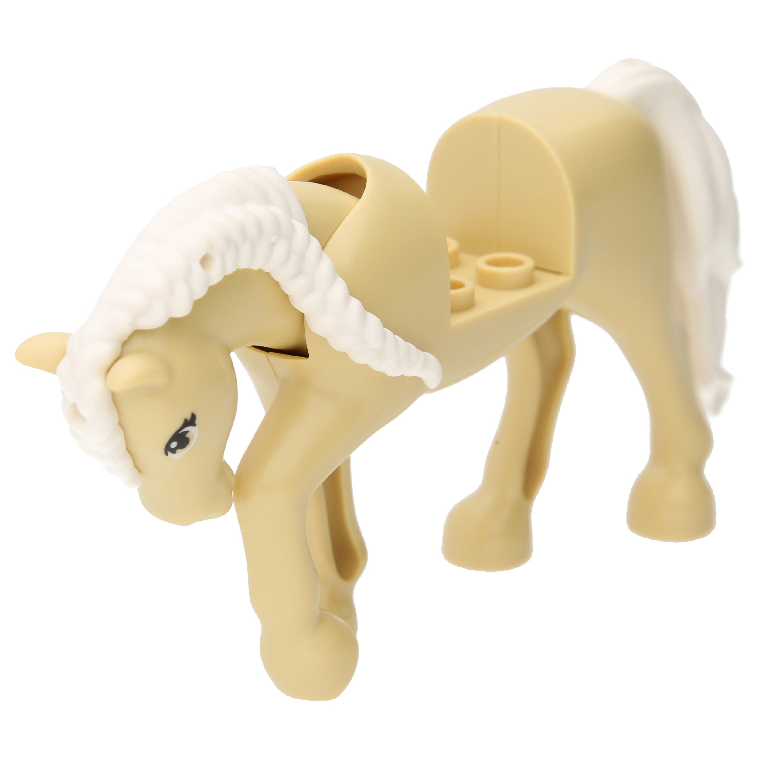 LEGO Horses - Movable Neck, 2 x 2 recess, white tail and braided mane (beige)