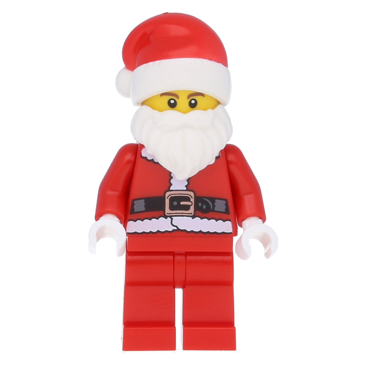 LEGO Minifigur - Weihnachtsmann mit Bart und Mütze (braune Augenbrauen)