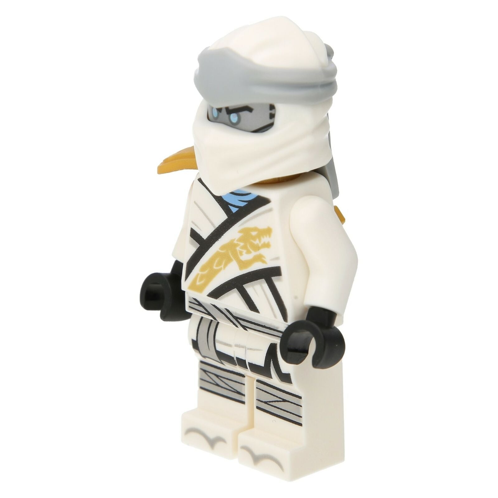 LEGO Ninjago Minifigur - Zane mit goldenem Schulterpolster (mattsilberner Kopf)